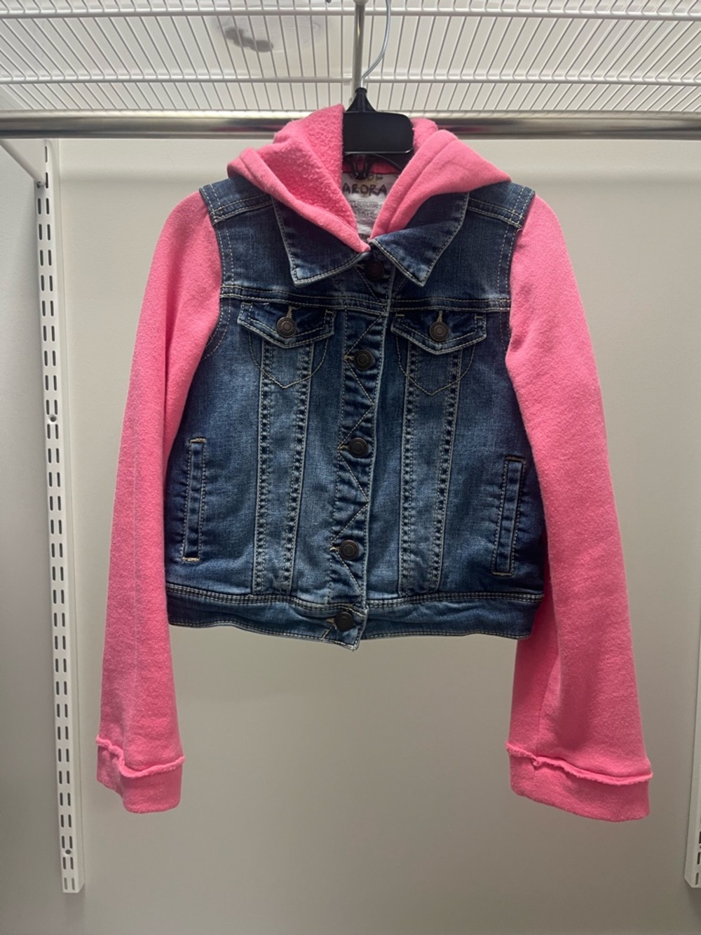 Tucker + Tate Denim Jacket with Pink Hoodie and Sleeves